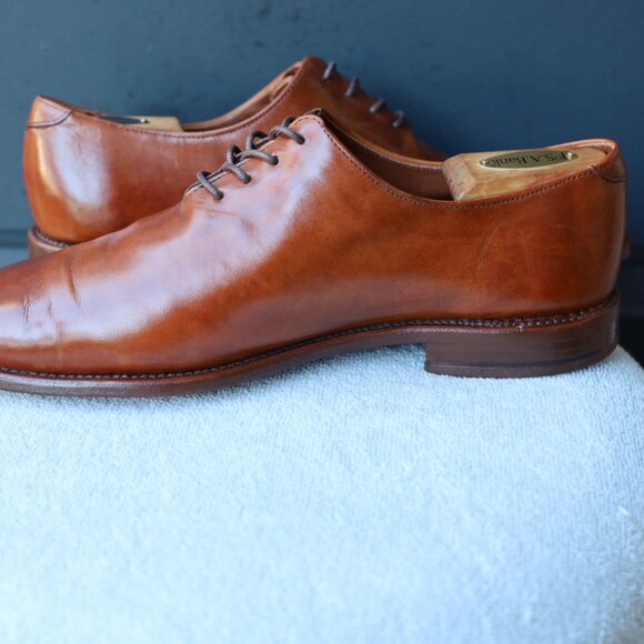 SALE - Allen Edmonds 10-E Greenwhich Wholecut Brown Oxford Mens Dress Shoes - Picture 8 of 13